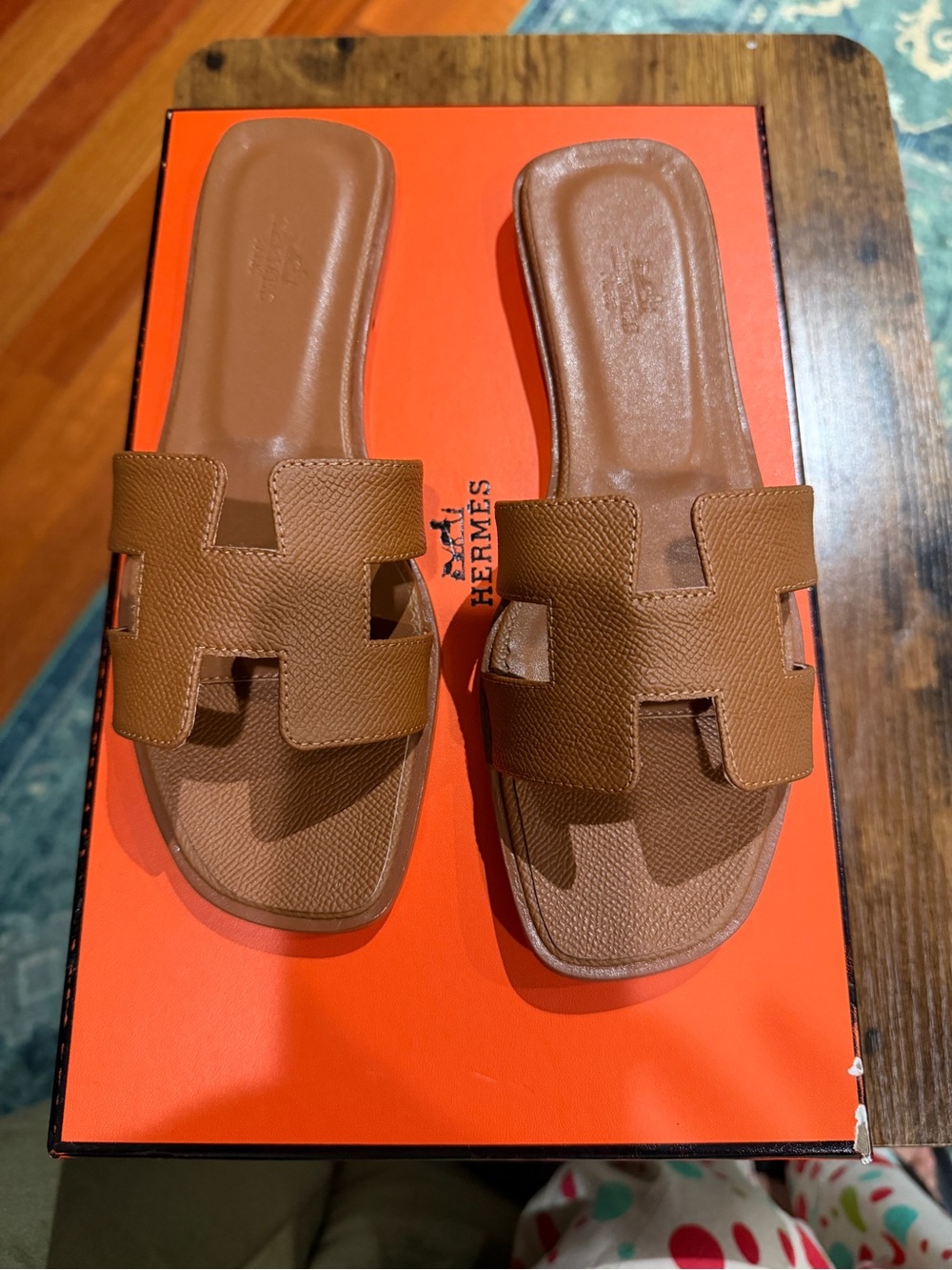 Tan Brown Oran H Slide Sandals